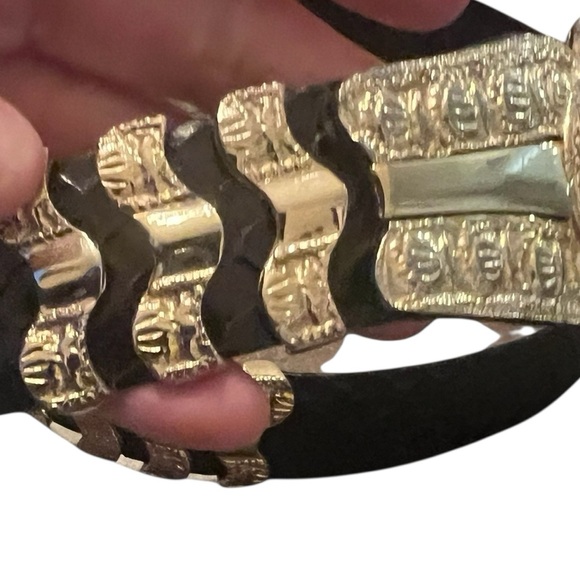 Judith Leiber Black snakeskin vintage Belt with Signature Detail adjustable - Picture 3 of 8